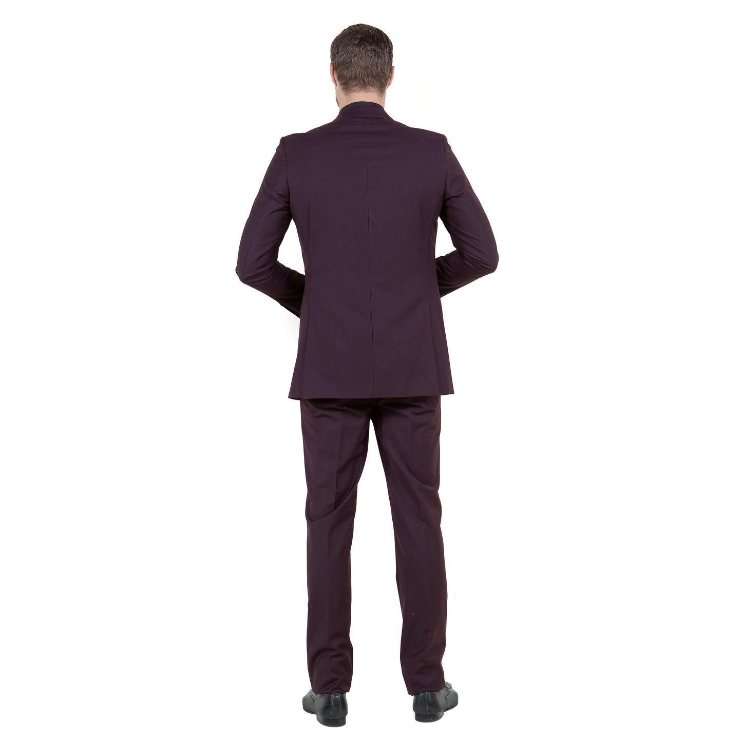 Plum Men's 2pc Suit Slim-Fit w/ Pick Stitch