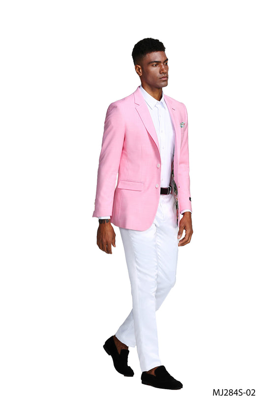 Solid Linen Look Notch Lapel Blazer Jacket