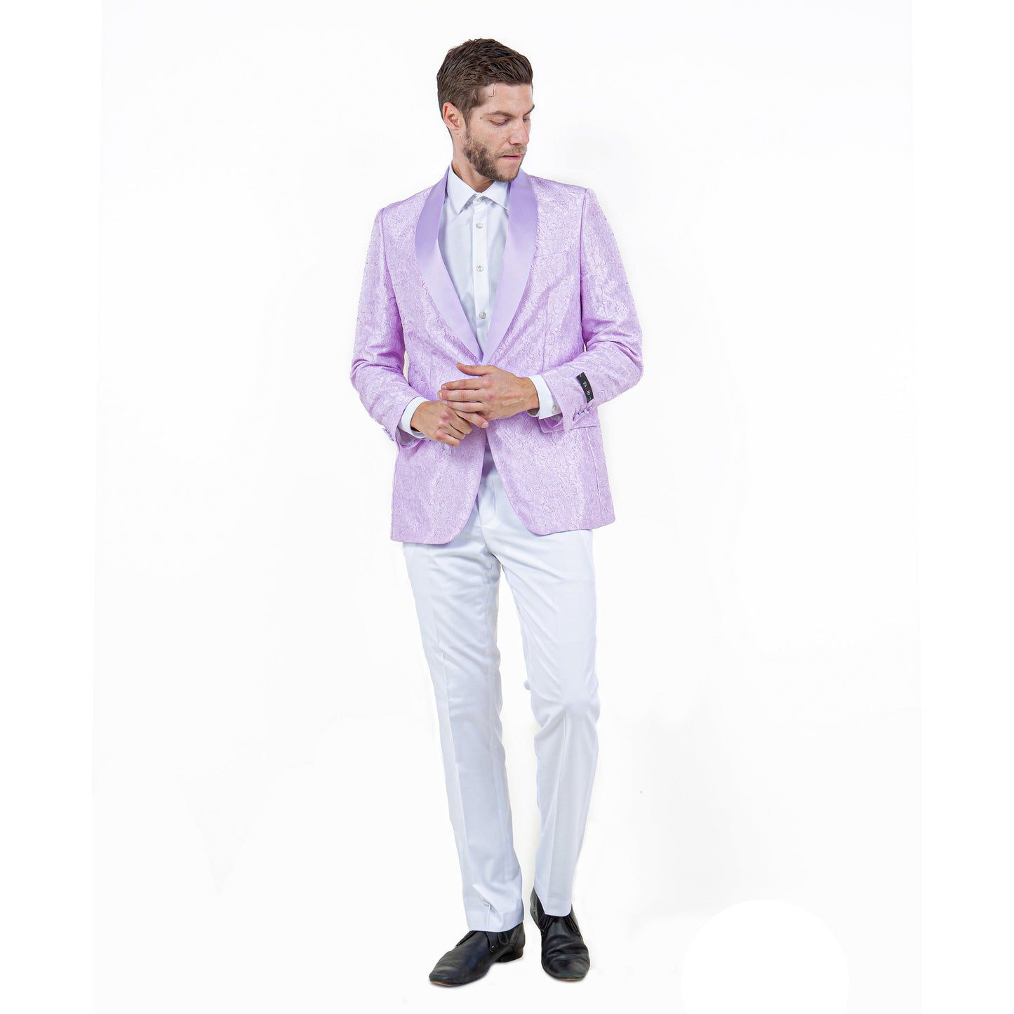 Mens Slim-Fit Solid Paisley Blazer Only w/ Shawl Collar