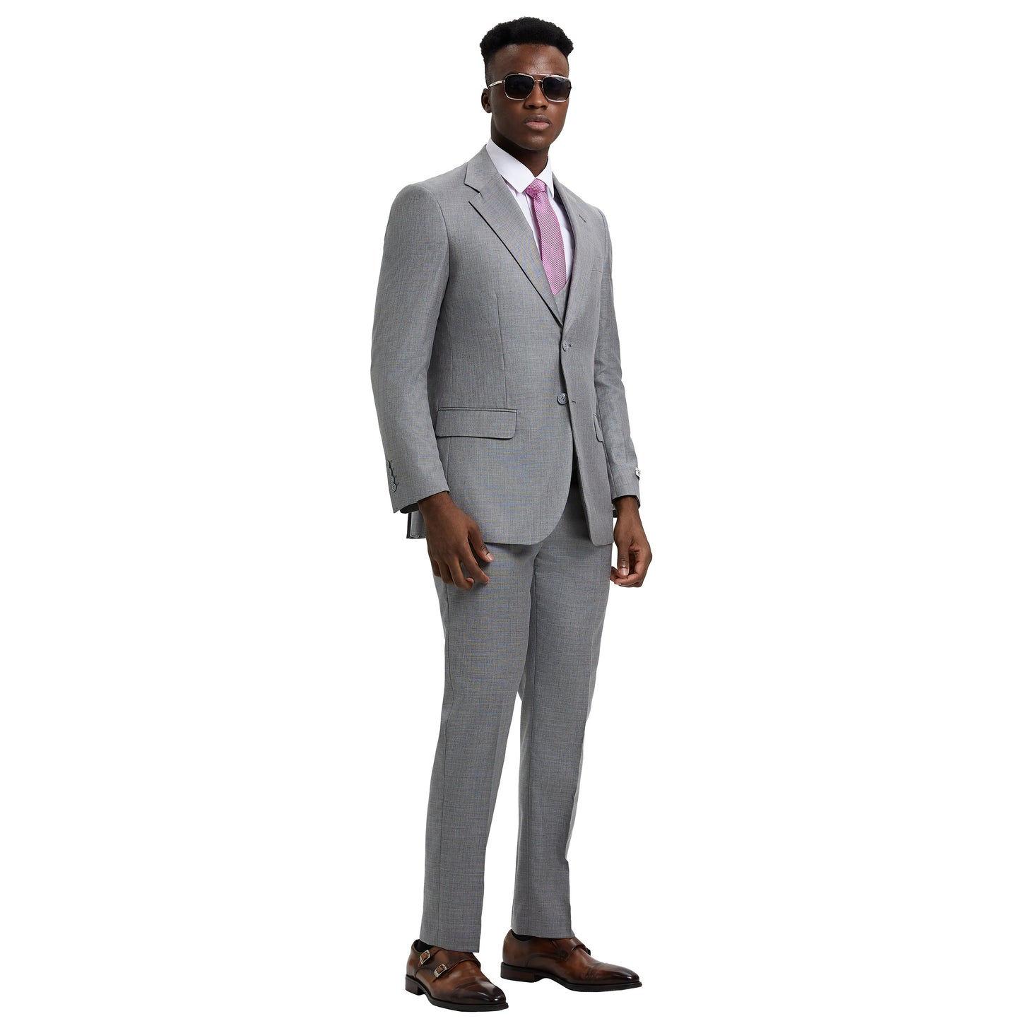 Men's Stacy Adams Sharkskin 3-Piece Suit