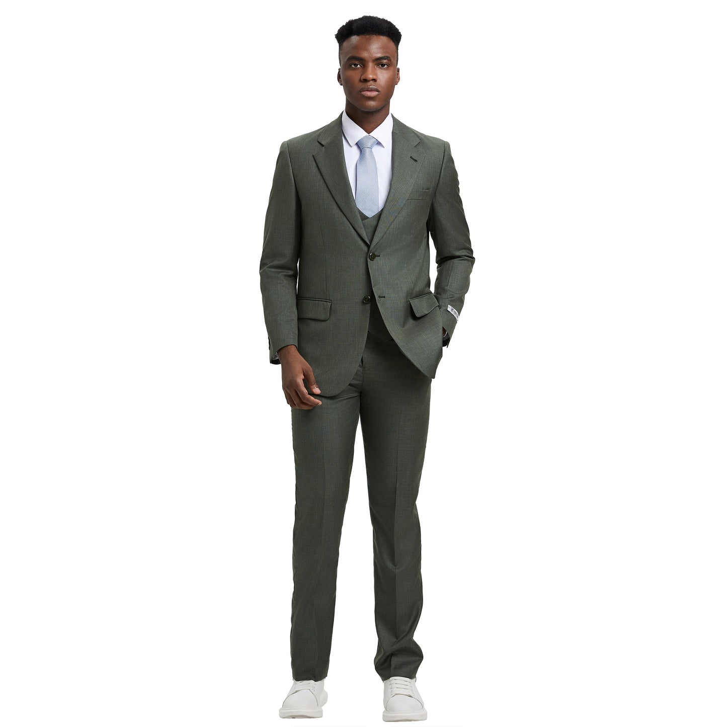 Men's Stacy Adams Sharkskin 3-Piece Suit