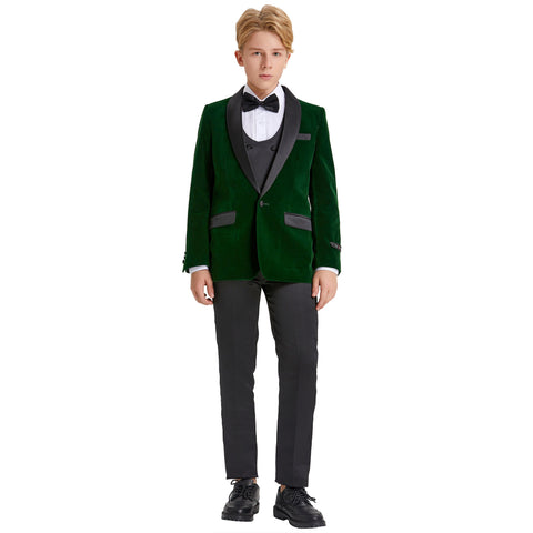 Big Boys 8-20 Christmas Deluxe Velvet 5-Piece Suit Set with Dress Shirt and Bowtie