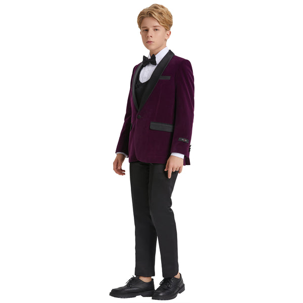 Big Boys 8-20 Christmas Deluxe Velvet 5-Piece Suit Set with Dress Shirt and Bowtie