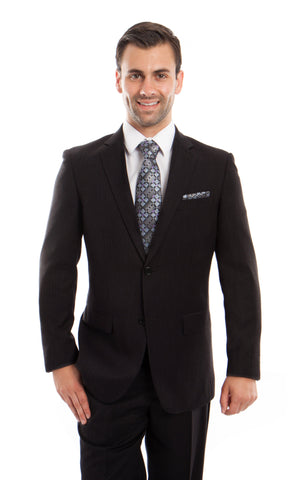 Black Solid 2-PC Regular Modern Fit Suits