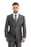 D. Gray Textured Pattern 3-PC Slim Fit Performance Stretch Suits