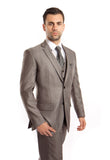 Gray Solid Shiny Sharkskin 3-PC Regular Modern Fit Suits