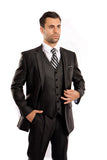 Steel Navy Solid Shiny Sharkskin 3-PC Regular Modern Fit Suits