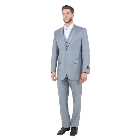 Men's Modern-Fit 3pc Sharkskin Suit Set