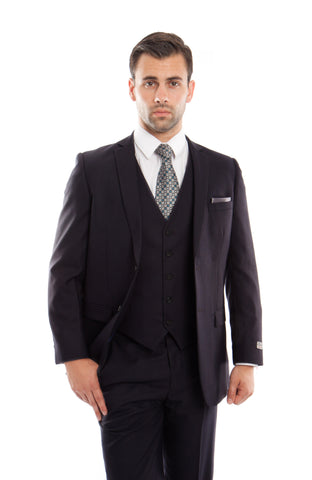 Black 3-PC Slim Fit Stretch Suits