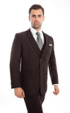 Brown 3-PC Slim Fit Stretch Suits