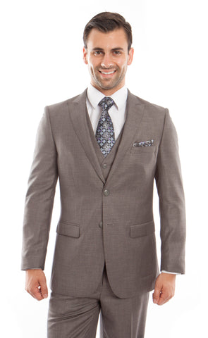 Mid. Taupe 3-PC Slim Fit Stretch Suits