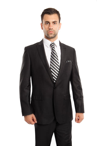 Black Solid 2-PC Slim Fit Performance Stretch Suits