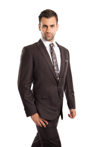 Dk. Gray Solid 2-PC Slim Fit Performance Stretch Suits