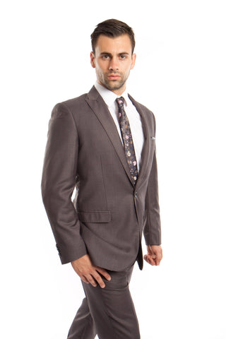 Gray Solid 2-PC Slim Fit Performance Stretch Suits