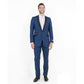 Blue / Black Solid with Black Shawl Collar Trim 2-PC Slim Fit Suits