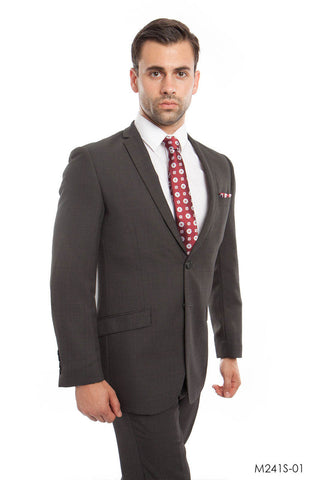 Dark Gray Textured 2-PC Slim Fit Performence Stretch Suits