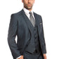 Blue Men's Slim-Fit 3-Piece Sharkskin Suit