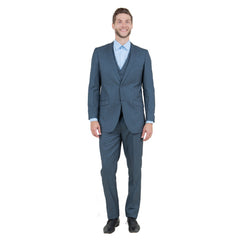 Blue Men's Slim-Fit 3-Piece Sharkskin Suit