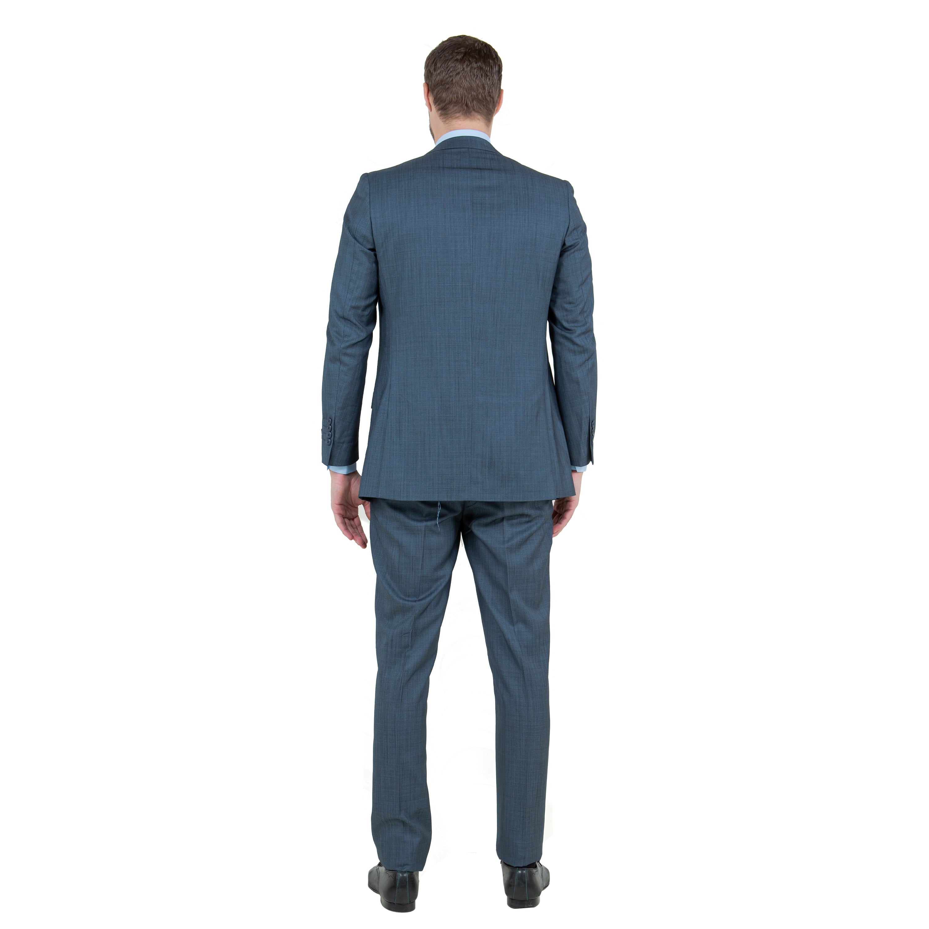Blue Men's Slim-Fit 3-Piece Sharkskin Suit