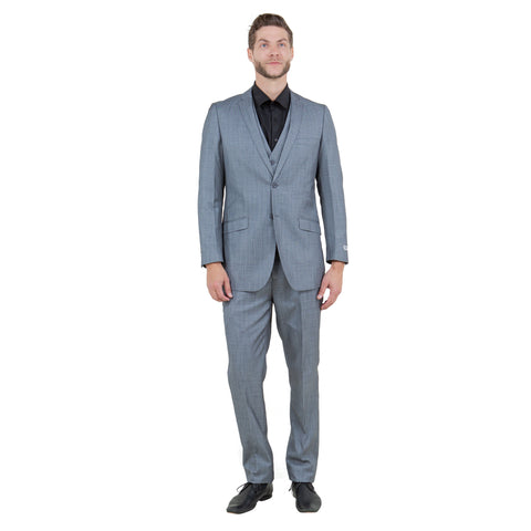 Men's Slim-Fit 3-Piece Sharkskin Suit