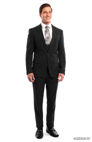 Black Solid 3-PC Ultra Slim Fit Suits