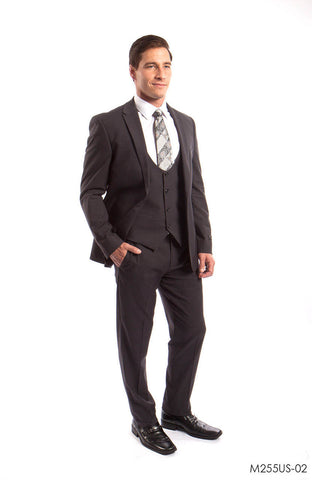 Gray Solid 3-PC Ultra Slim Fit Suits