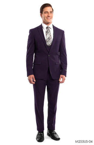 Eggplant Solid 3-PC Ultra Slim Fit Suits