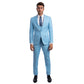 Sky Blue Men's Ultra Slim-Fit 3pc Suit w/ Expandable Waistband