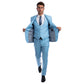 Sky Blue Men's Ultra Slim-Fit 3pc Suit w/ Expandable Waistband