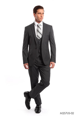 Gray Solid 3-PC Ultra Slim Fit Suits