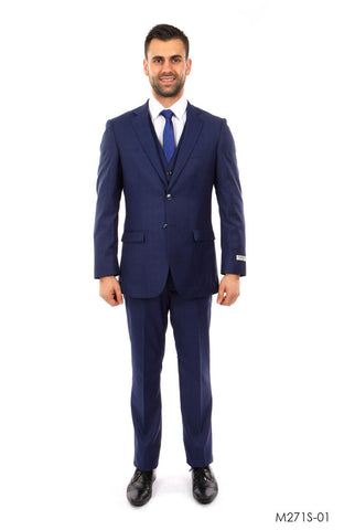 Dk. Blue Pinstripe tone on tone 3-PC Slim Fit Suits