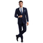 Navy Blue Men's Hybrid-Fit 3pc Paisley Suit w/ Wide Black Shawl Collar