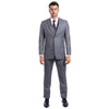 Mid Grey Men's Hybrid-Fit 3pc Paisley Suit w/ Wide Black Shawl Collar