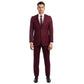 Burgundy Men's Hybrid-Fit 3pc Paisley Suit w/ Wide Black Shawl Collar