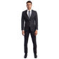 Charcoal Grey Men's Hybrid-Fit 3pc Paisley Suit w/ Wide Black Shawl Collar