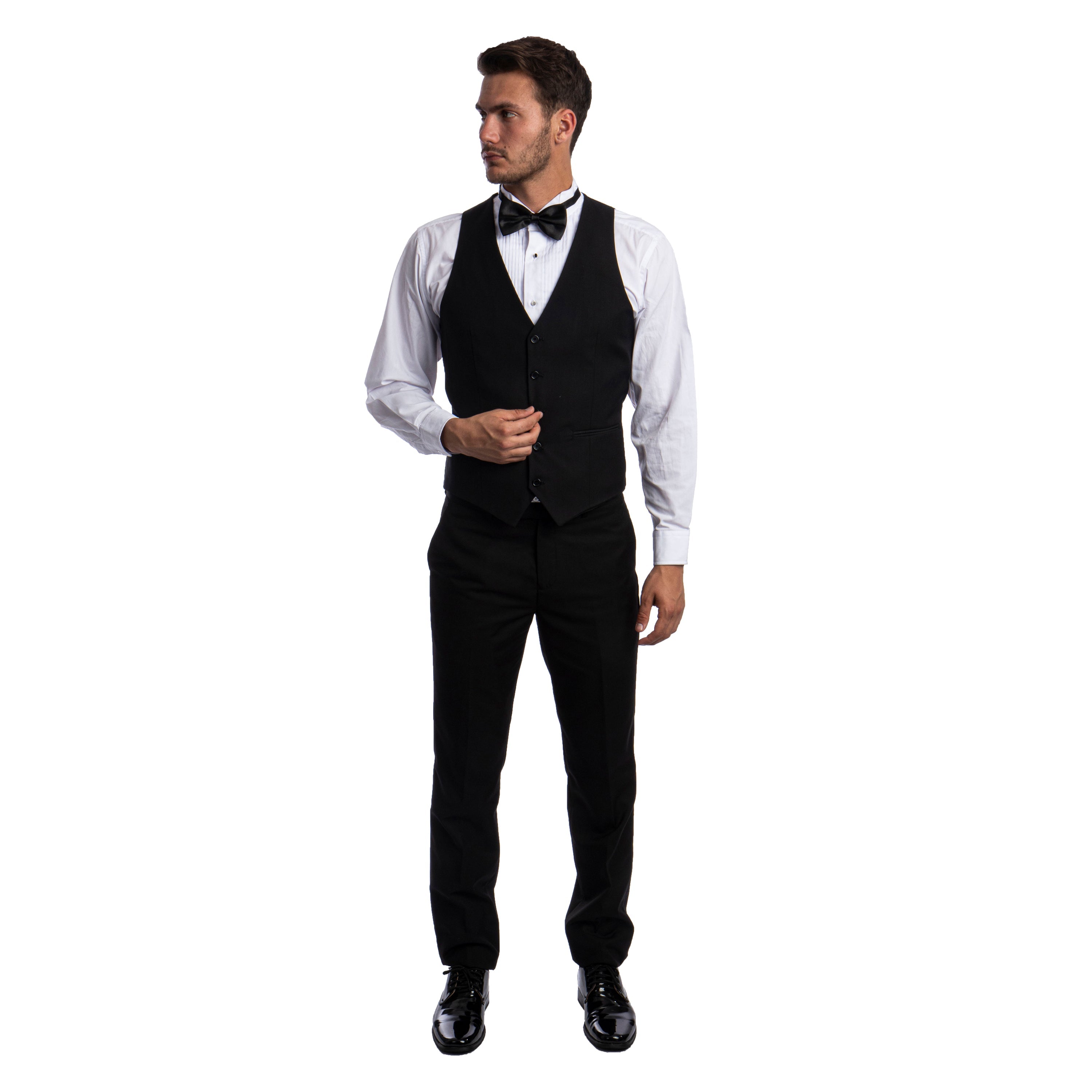 White Men's Hybrid-Fit 3pc Paisley Suit w/ Wide Black Shawl Collar