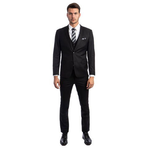 Men's Skinny-Fit Solid 3pc Suit