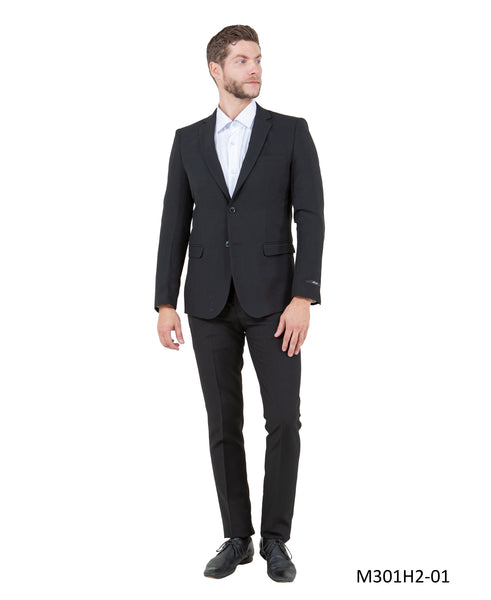 Black 2 PC 2 Button Hybrid FIt Mens-suit