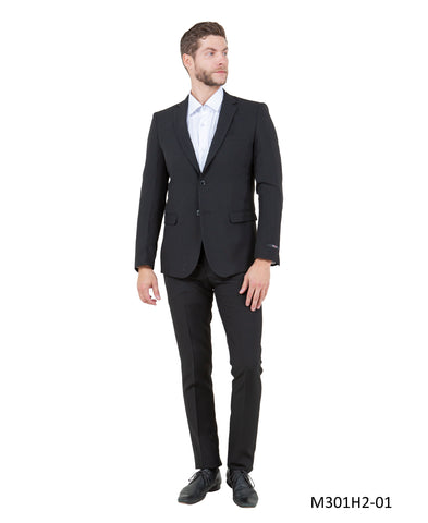 Black 2 PC 2 Button Hybrid FIt Mens-suit