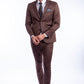 Brown 2 PC Birdseye Suit Skinny Fit Suits
