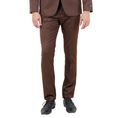 Brown 2 PC Birdseye Suit Skinny Fit Suits