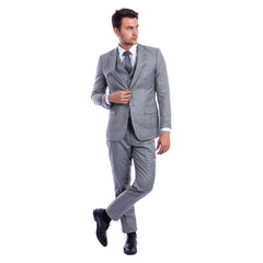 Men's Hybrid-Fit 3pc Sharkskin Suit w/ Expandable Waistband