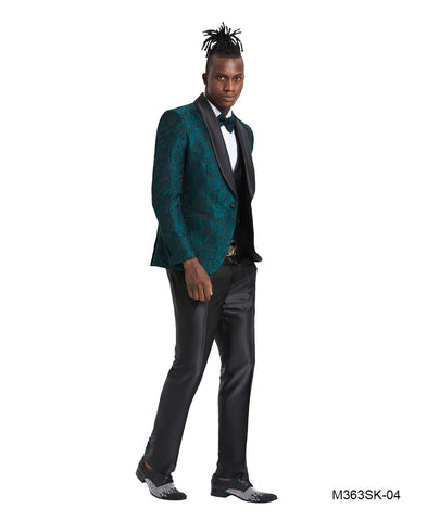 Hunter / Black Shawl Collar Paisley Mens-suit