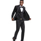 Black Solid Shiny U-Shape Vest Mens-suit