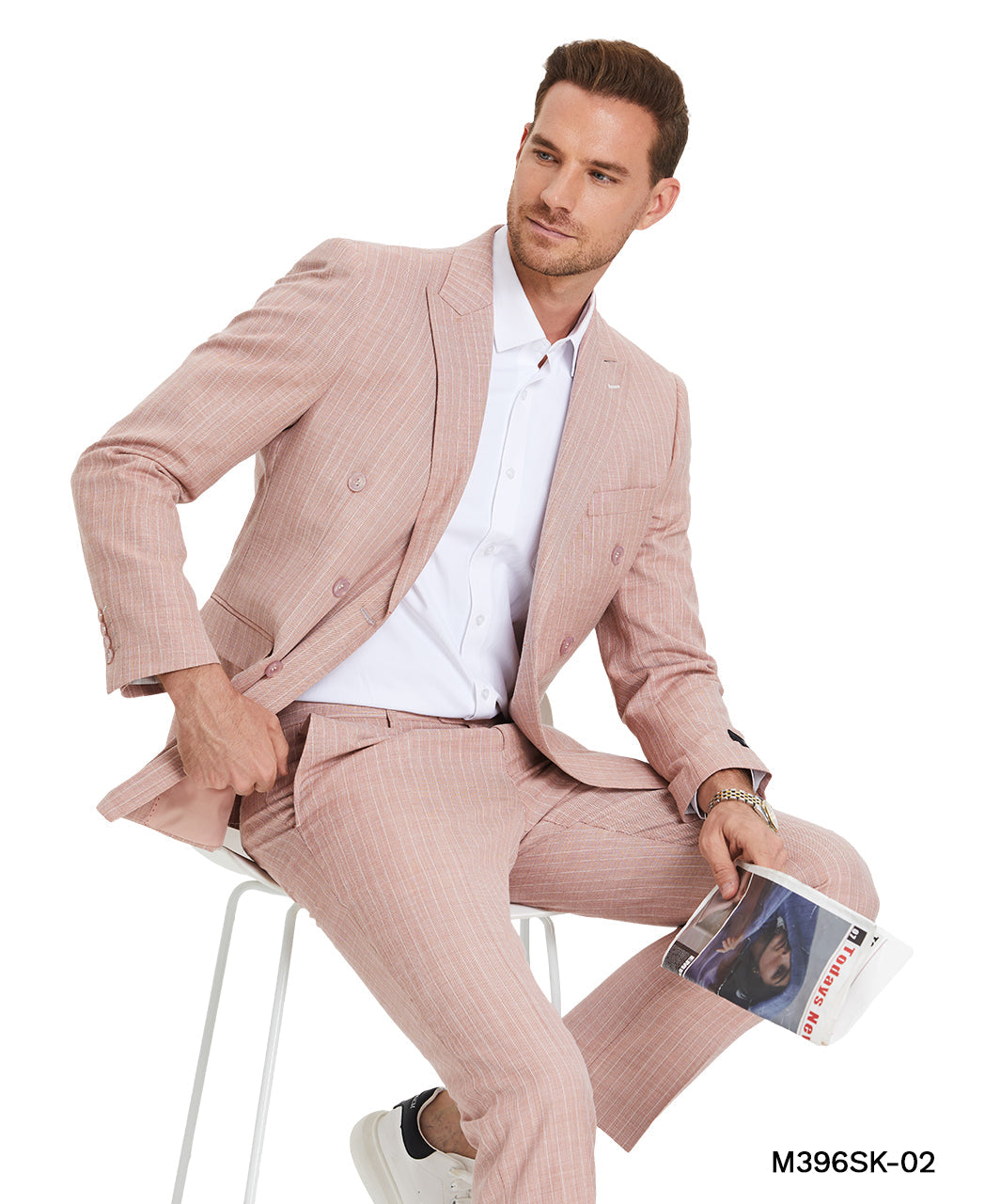 2 PC Double Breasted Pin-Stripe Suit