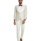 3 PC Floral Satin Shawl Collar Double Breasted Suit
