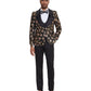 3 PC Floral Satin Shawl Collar Double Breasted Suit