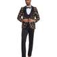 3 PC Floral Satin Shawl Collar Double Breasted Suit