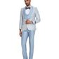 3 PC Pattern Shawl Lapel Double Breasted Vest Suit