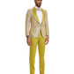 3 PC Pattern Shawl Lapel Double Breasted Vest Suit